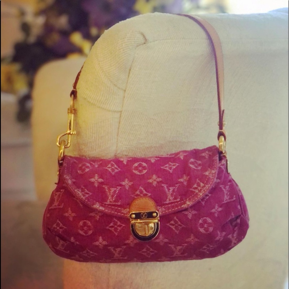 Authentic Louis Vuitton Pink Denim Mini Pleaty